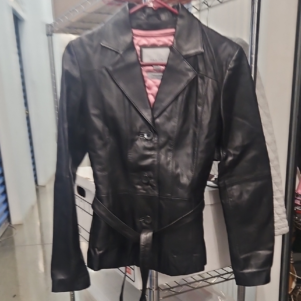 Wilsons Leather Black Jacket with Pink Lining